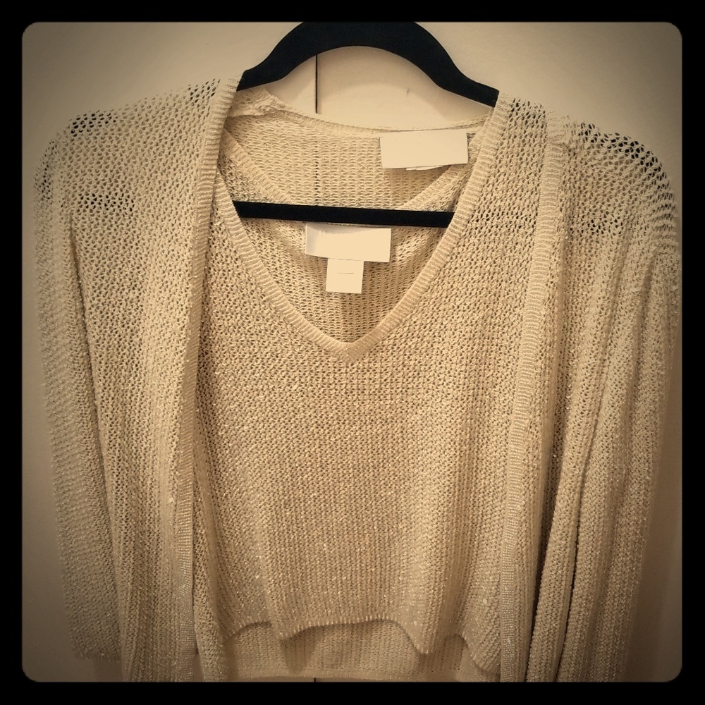 Badgeley Mischka Beaded White Twin Set
